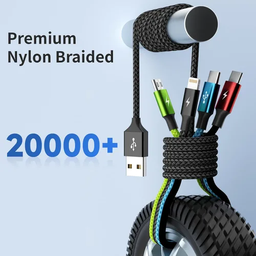 Miniatura 9 de Travel Essentials - Cable de carga múltiple [2 unidades de 5 pies], accesorios de automóvil, cables de carga 4 en 1, cable USB, cargador de teléfono
