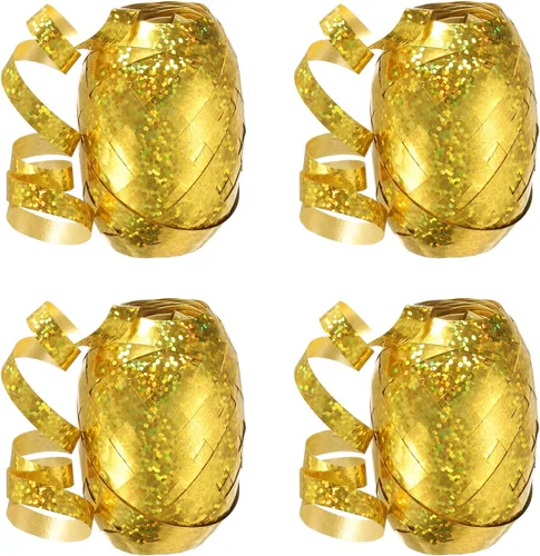 PATIKIL 4 cintas rizadoras de globos prensadas de 3/16 pulgadas láser metálico brillante 11 yardas iridiscentes para Navidad, boda, regalo,