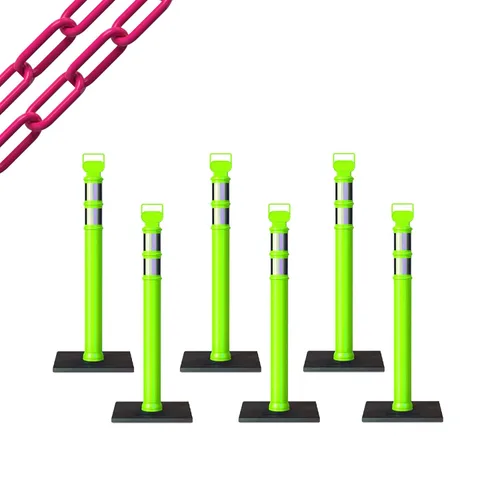 Miniatura 17 de Trafford Industrial - Paquete de 6 postes de delineador de 45 pulgadas, collares reflectantes de 3 pulgadas, base de goma de 10 libras