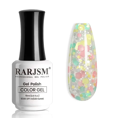 Miniatura 21 de RARJSM Esmalte de uñas de gel con purpurina de nieve, diamante brillante, gel de uñas de color blanco lechoso con pigmentos plateados y brillantes