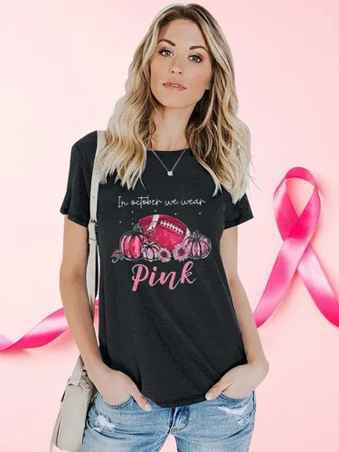 Miniatura 3 de Mujeres en octubre Llevamos camisa rosa Concientización sobre el cáncer de mama Tops Camiseta de fútbol para sobrevivientes de cáncer de mama