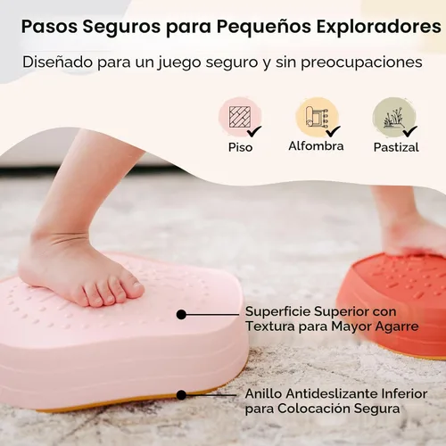 Miniatura 3 de Tiny Land Piedras para pisar para niños, 5 piezas Piedras antideslizantes para niños pequeños, Piedras sensoriales para promover el equilibrio