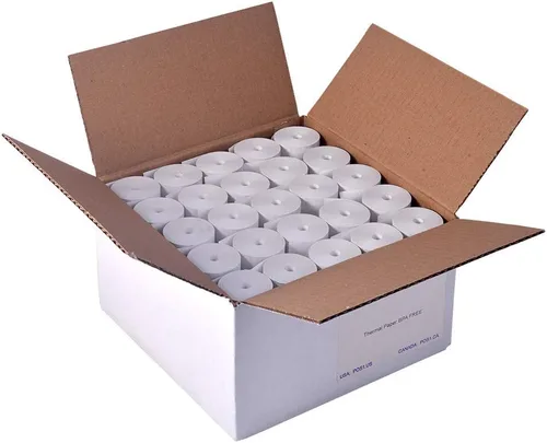 Miniatura 10 de 2 1/4 x 50 pies x 100 rollos rollos de papel térmico sin BPA sin núcleo para impresoras de papel de recibos térmicos de mano. 1.181 in de diámetro