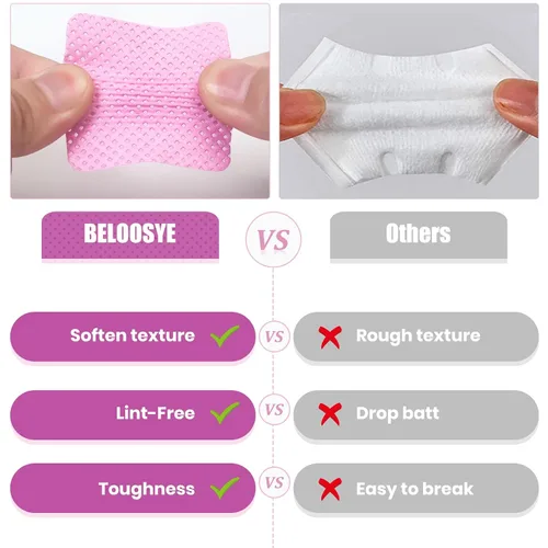 Miniatura 6 de 540 toallitas de uñas sin pelusas, toallitas con pegamento para extensiones de pestañas, súper absorbentes, suaves y no tejidas, toallitas Rosa