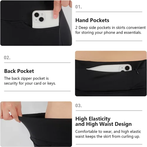 Miniatura 4 de Falda pantalón corta para mujer, falda hasta la rodilla, falda atlética, falda deportiva, falda para correr.