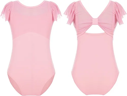 Miniatura 33 de JEATHA Leotardos de ballet para niñas, camisetas de baile, bailarina, encaje floral, con botones, entrepierna