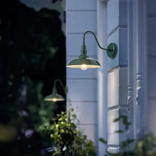 Miniatura 5 de Luz de granero de cuello de cisne de 10 pulgadas para exteriores, luces verdes para porche con interior blanco, cúpula pequeña, para patio, cuello