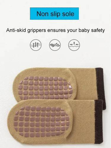 Miniatura 3 de Calcetines antideslizantes para bebés y niños pequeños con empuñaduras, calcetines de dibujos animados para niñas y niños recién nacidos, 5 pares