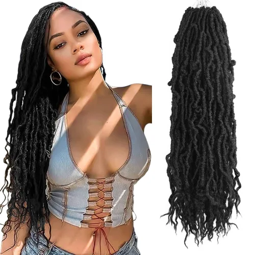 Miniatura 48 de BOHOBABE Rastas Falsas de Cabello de Ganchillo de 30 Pulgadas, Rastas Suaves Boho de Ganchillo con Puntas Rizadas, Rastas Largas de Diosa Bohemia