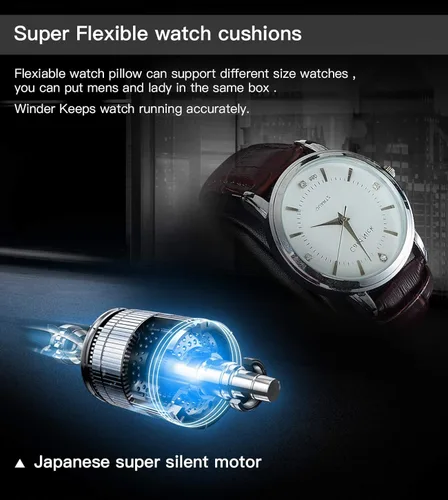 Miniatura 8 de Sepano Enrollador automático de reloj, caja de bobinado de reloj para relojes automáticos, con motor Mabuchi y almohadas de reloj flexibles, gran