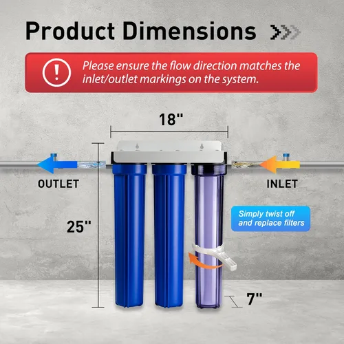 Miniatura 3 de iSpring Sistema de filtro de agua para toda la casa, reduce hasta un 99% el cloro, sedimentos, sabor, olor, sistema de filtración de agua de 3