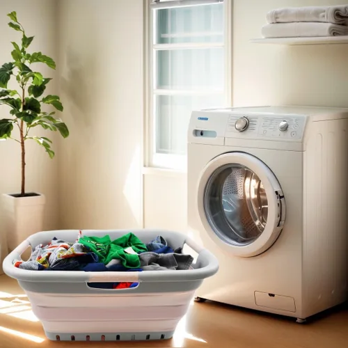 Miniatura 2 de SAMMART Cesta plegable de plástico para la ropa sucia de 41 litros, contenedor de almacenamiento plegable y organizador, cesta portátil, cesta que