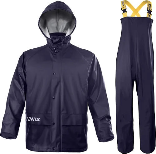 Miniatura 3 de NAVIS MARINE Rain Suit for Men Heavy Duty Workwear Waterproof Jacket with Bib Pants 3 Pieces