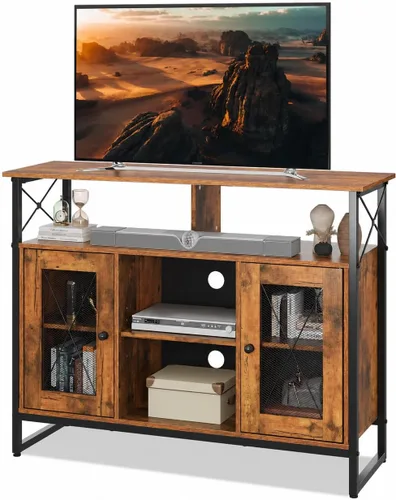 Miniatura 9 de WLIVE Soporte de TV para TV de 43 pulgadas, pequeño centro de entretenimiento con gabinete de almacenamiento y estantes ajustables, soportes de TV