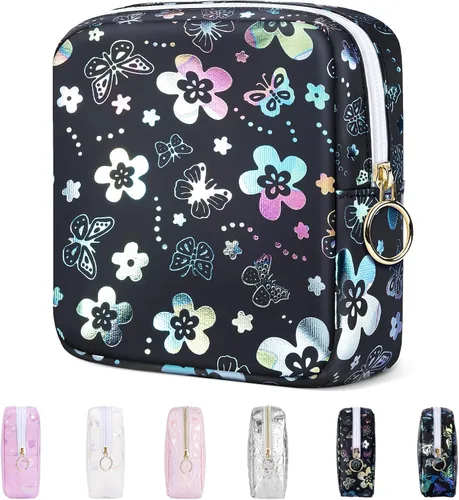 Miniatura 16 de Likesing Mini bolsa de maquillaje de 5.3 pulgadas para bolso, pequeña bolsa de maquillaje a cuadros para cosméticos de viaje para mujeres y niñas