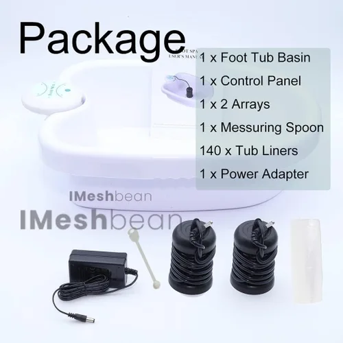 Miniatura 6 de iMeshbean® Máquina de baño de pies de desintoxicación iónica iónica, máquina de desintoxicación de pies con bañera, 2 matrices, 140 revestimientos
