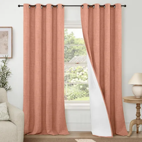 Miniatura 12 de Cortinas Opacas de Lino Azul Bebé para Guardería de 40 Pulgadas de Largo, 2 Paneles, Cortinas Cortas con Aislamiento Térmico Boho de Bloqueo Total