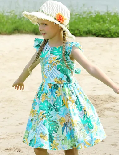 Miniatura 317 de Vestido de verano para niña, de algodón, con diseño floral