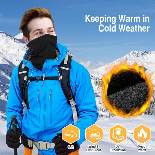 Miniatura 2 de LUOLIIL VOE Paquete de 2 polainas de cuello de invierno para hombres y mujeres, resistente al viento, máscara facial de forro polar, bufanda