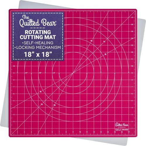 Miniatura 10 de The Quilted Bear Alfombrilla de corte giratoria de 7 x 7 pulgadas, tabla de cortar autorreparable con bloqueo y rotación para costura, tela y Azul