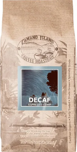 Miniatura 7 de Camano Island Coffee Roasters Mezcla de espresso descafeinado, grano entero de 12 onzas, tostado oscuro fresco de agua suiza procesada, orgánico