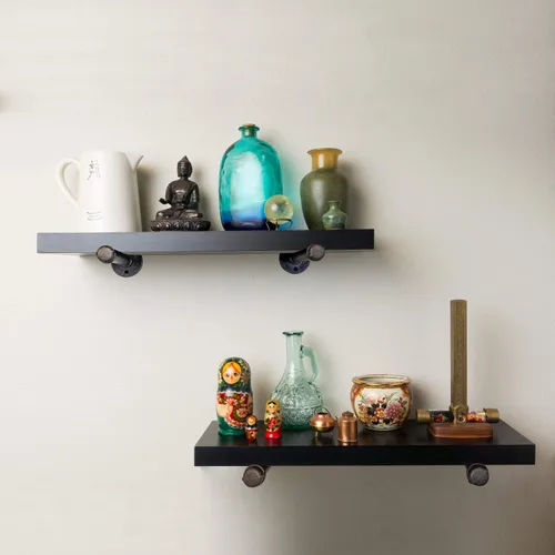 Miniatura 5 de Soportes industriales de tubo de hierro negro de 1/2 pulgada, soporte rústico para colgar en la pared, soportes de tubo personalizados para estantes