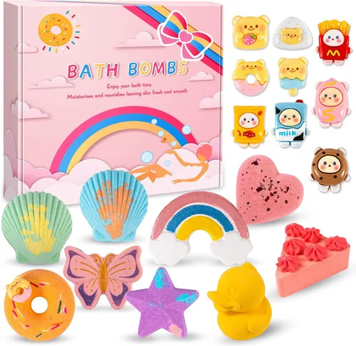 Juego de 9 bombas de baño XXL con juguetes sorpresa para niños, juego de regalo de cumpleaños para niñas y niños, regalo ideal para el día de la