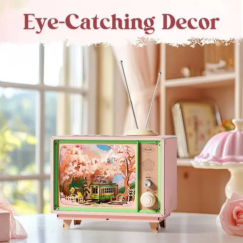 Miniatura 6 de Rolife Rompecabezas 3D para adultos, Sakura Dreamy Tour, rompecabezas de madera 3D, caja de música de TV para mamá, kits de manualidades creativas