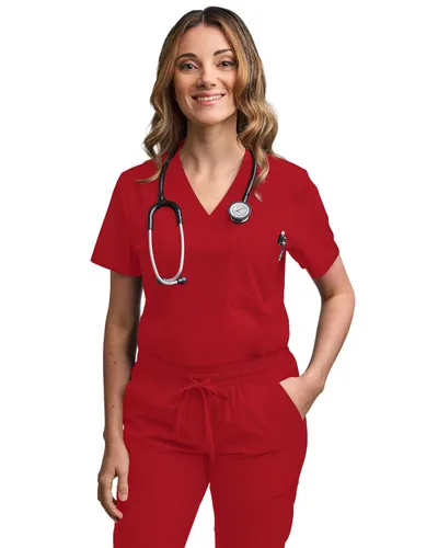 Miniatura 90 de Green Town Conjunto de ropa quirúrgica para mujer, pantalón deportivo y parte superior con cuello en V, 5 bolsillos, cintura de yoga, uniforme