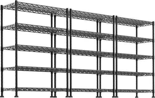 Miniatura 10 de YOHKOH Estante de almacenamiento de metal de 5 alambres, estantes ajustables para lavandería, baño, cocina, despensa, armario