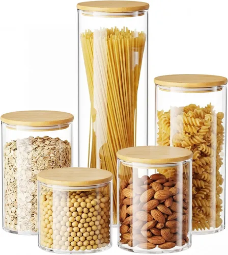 Miniatura 9 de Recipiente de vidrio para azúcar con cuchara, 1 paquete de tarros de vidrio de 15 onzas con tapa y cuchara de bambú, recipientes de almacenamiento