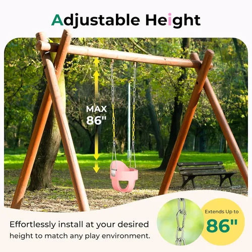 Miniatura 6 de DECORLIFE Columpio para bebé - Asiento de respaldo alto y cubeta completa para edades 1-3, capacidad de 150 kg, columpio para bebé al aire libre