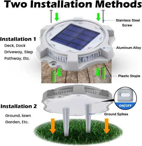 Miniatura 3 de SIEDiNLAR Luces solares para cubierta al aire libre, 2 modos, muelle LED, marcadores de entrada, luz impermeable para escalones, pasarela, escalera