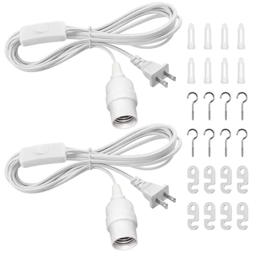 Miniatura 13 de DiCUNO Cable de extensión de linterna colgante E26, lámpara de control de interruptor de cable en línea para enchufar y apagar, 6.6 pies, negro