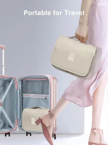 Miniatura 6 de Luxtude Neceser colgante para mujer con gancho para colgar, bolsa de artículos de tocador de viaje resistente al agua, bolsa organizadora de viaje