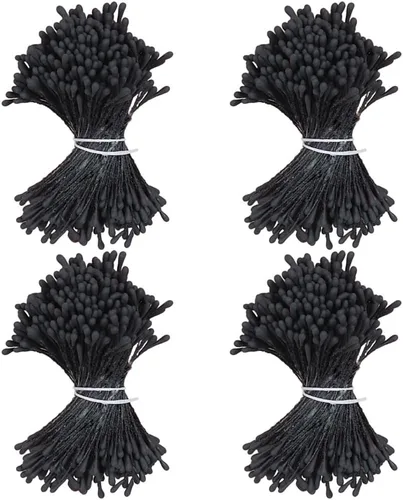 Miniatura 17 de HAHIYO 1000 piezas de 0.039 in negro perla doble cabeza flor Pistilo para hacer flores, decoración de álbumes de recortes, mini hecho a mano