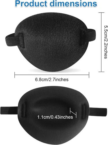 Miniatura 4 de 2 parches de ojo pirata 3D, parches médicos suaves, parches ajustables para ojos perezosos para ambliopía para ojos izquierdos o derechos (negro)