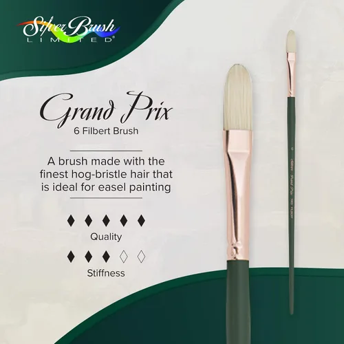 Miniatura 2 de Silver Brush 1003-0 Grand Prix Premier - Cepillo de cerdas de cerdo de mango largo, Filbert, tamaño 0