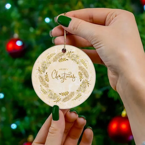 Miniatura 4 de Adornos de árbol de Navidad, adorno de mármol de Navidad, adorno de recuerdo, decoración del hogar, colgante de mármol natural, adornos redondos