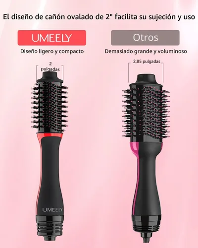 Miniatura 7 de Umeely Plus 2.0 Cepillo Secador de Cabello Cepillo Secador en uno, Cabezal de Cepillo Ovalado de 2'', Cepillo Estilizador Iónico de Aire Caliente