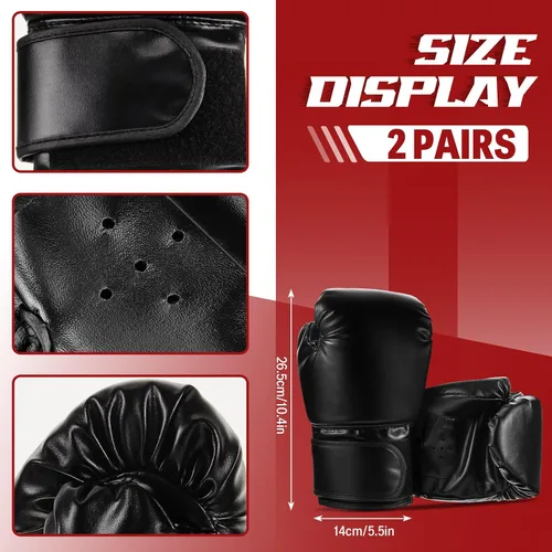 Miniatura 3 de Foilswirl Juego de 2 pares de guantes de boxeo 4 en 1 de 8 onzas y 4 guantes de boxeo para niños, hombres y mujeres, guantes de boxeo, juego