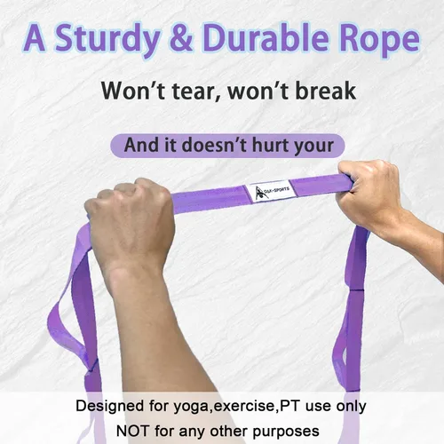 Miniatura 5 de Correa de estiramiento con bucles para yoga, correa de estiramiento para terapia física, correa de ejercicio no elástica para pilates, danza