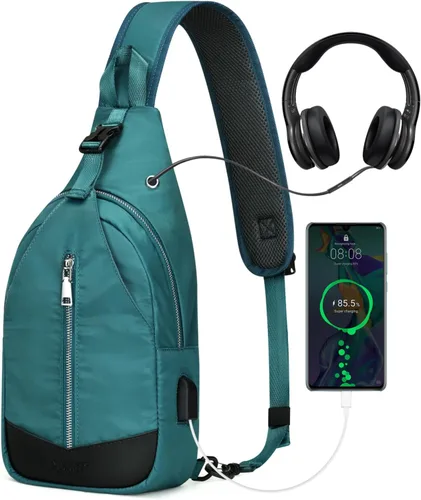G4Free Bolso bandolera con bloqueo RFID, mochila pequeña para el pecho, con puerto USB para hombres y mujeres