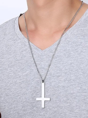 Miniatura 3 de Long tiantian Collar de cruz occidental para hombre, collares de cruz plateadadorada para mujeres y hombres, collares de cruz en capas cruzadas
