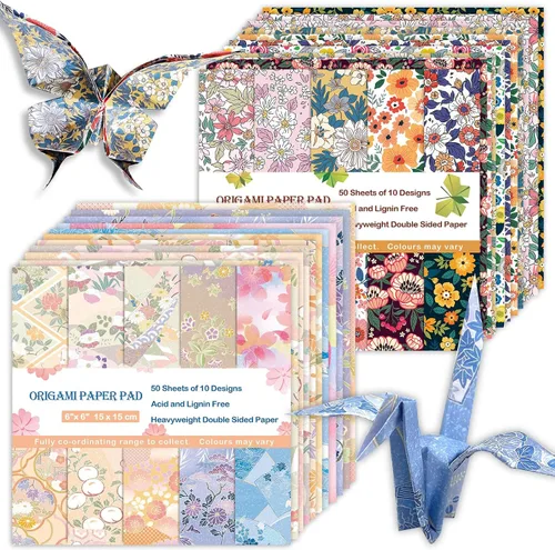 Miniatura 14 de Kit de papel de origami, 100 hojas de 2.47 oz/m², 6 pulgadas, cuadrados, de doble cara, 100 colores sólidos vívidos para manualidades a mano, papel