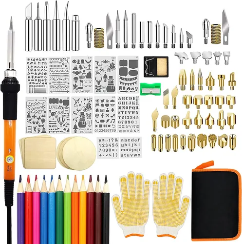 Kit de combustión de madera, 110 piezas de herramienta de combustión de madera con temperatura ajustable de 200 a 788.0 °F, quemador de madera