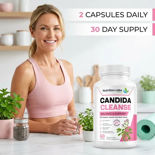 Miniatura 4 de Suplemento Candida Cleanse para equilibrio y apoyo, desintoxicación de candidasa, mujeres y hombres. Salud intestinal y flora, nivel de pH, salud