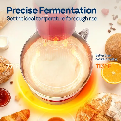 Miniatura 18 de VIVOHOME Batidora de pie con fermentación, preajustes de un toque, batidora eléctrica de masa con tazón de 6 cuartos, batidora de pie de cocina