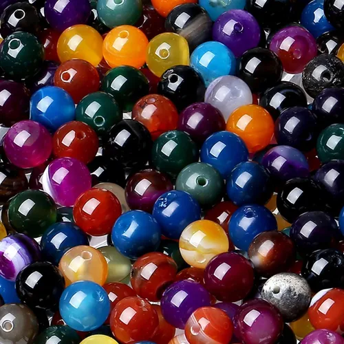 Miniatura 34 de LAIDANLA Cuentas de piedra natural de turmalina rosa y jade, cuentas sueltas redondas de 8 mm, cuentas de piedra preciosa para hacer pulseras, Jade