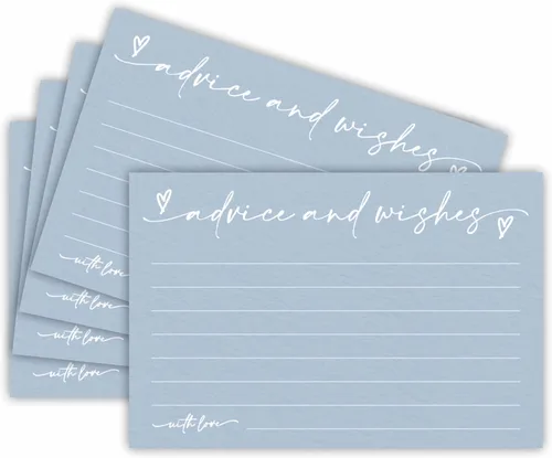 30 Tarjetas de Consejos y Deseos – Azul Minimalista – Tarjetas de Consejos de Doble Cara para Rellenar para Novia, Boda, Fiesta de Graduación, Sr. y